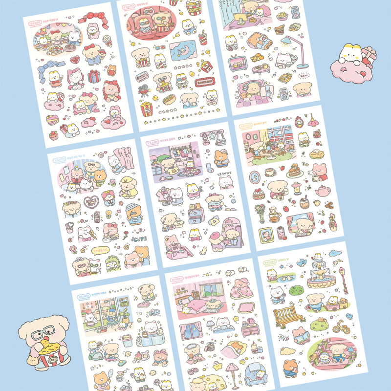 Meal Prep Notebook - لطيف الكرتون الحيوان الدب ملصقات كتيب